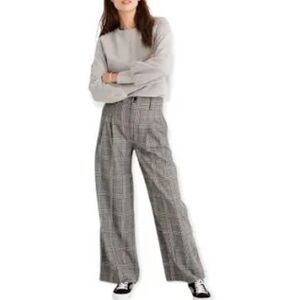 Madewell Wideleg pleated pants in plaid